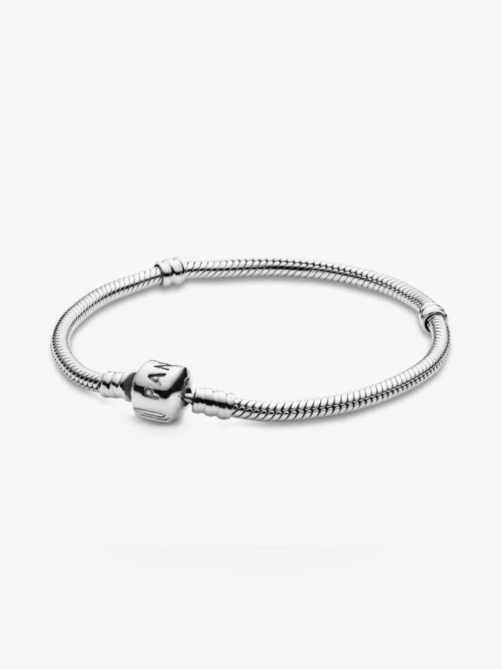 Pandora Silver Snake Chain Bracelet with Logo Clasp - 19 CM